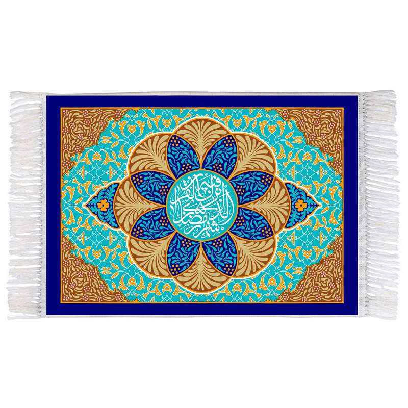 فرش ماشینی دیوارکوب اطلس آبی مدل شهر رمضان کد T3535