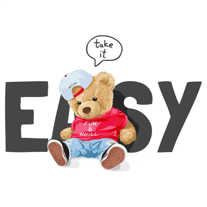 استیکر پارچه و لباس مدل dtf طرح تدی کد H20.145 مجموعه 3 عددی