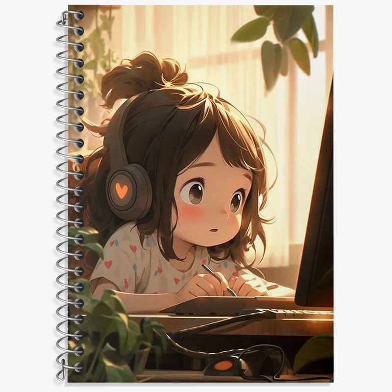 دفتر زبان 50 برگ خندالو مدل سه خط طرح دخترانه کد N2162