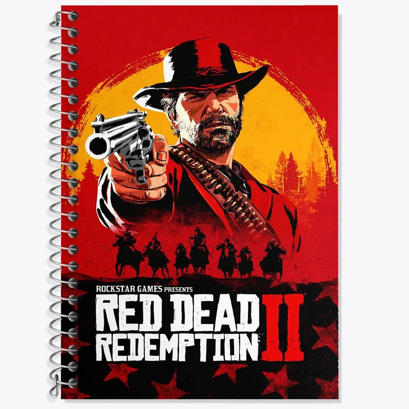 دفتر زبان 50 برگ خندالو مدل دو خط طرح رد دد Red Dead کد 10293