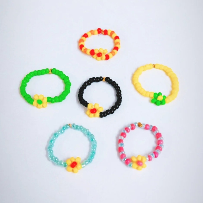 انگشتر دخترانه مدل شکوفه های بهاری 02 مجموعه 5 عددی