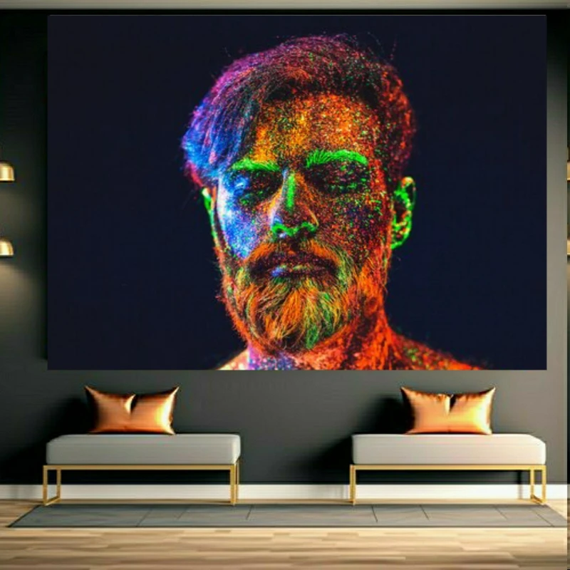 پوستر طرح مخمل آرایشگاه مردانه مدل چهره رنگی کد BK23818