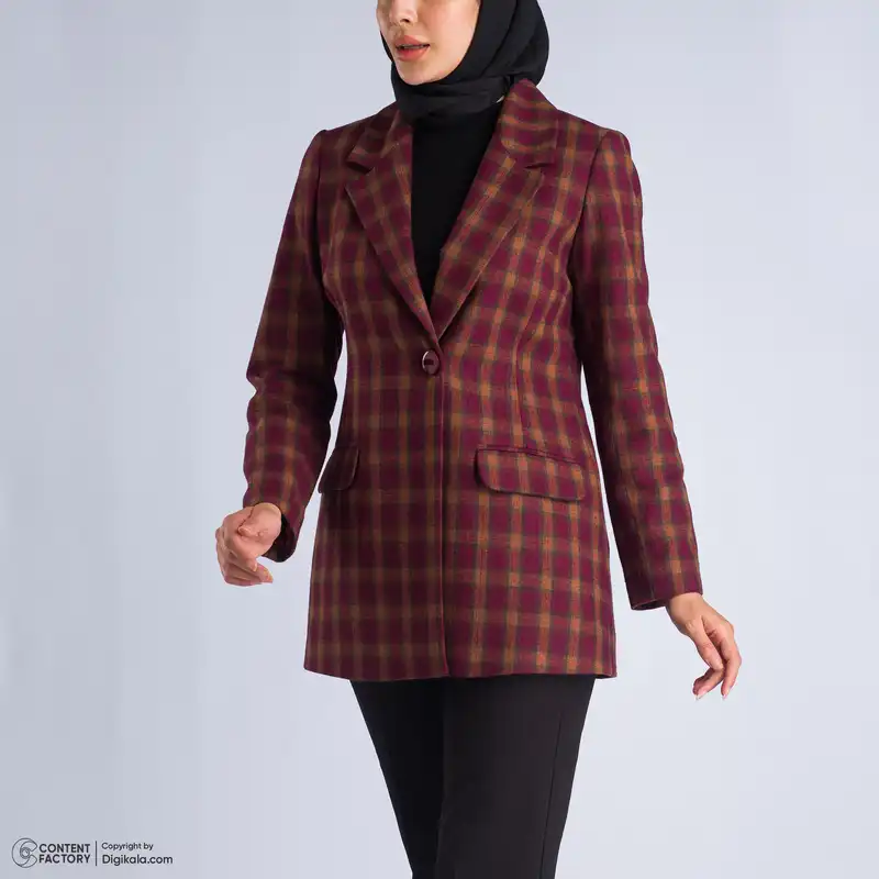 پالتو زنانه عصر جدید مدل 3048-2 رنگ زرشکی