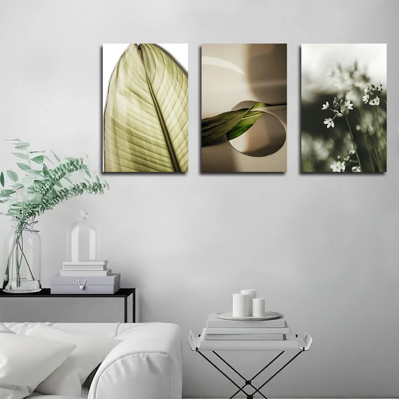 تابلو شاسی بکلیت طرح طبیعت و برگ سبز مدل SH-2970 مجموعه 3 عددی