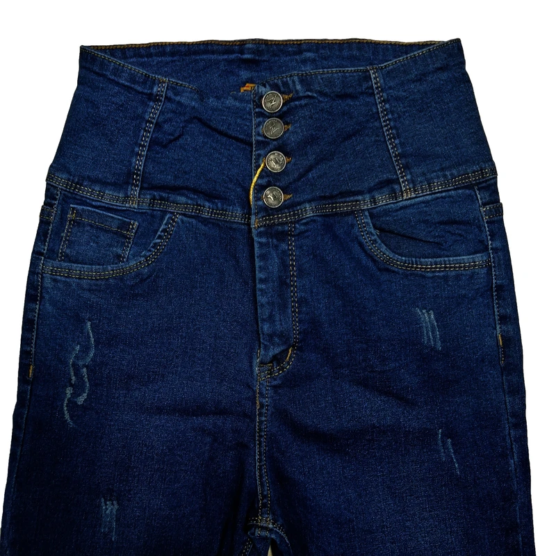 عکس شماره 9 : شلوار جین زنانه مدل کمر گن دار کد 17009