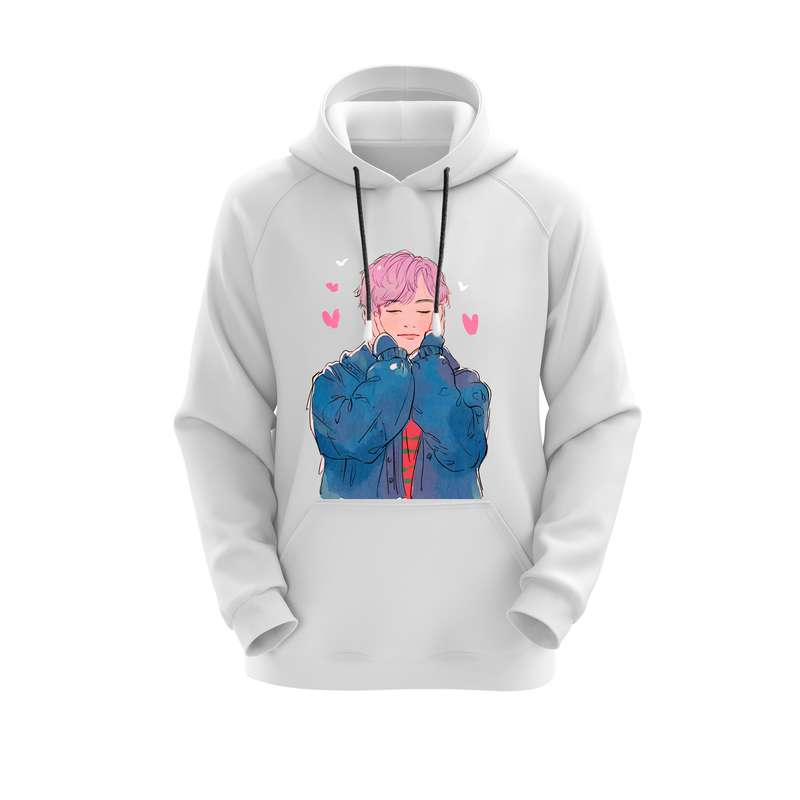 هودی زنانه مدل BTS کد E18 رنگ سفید