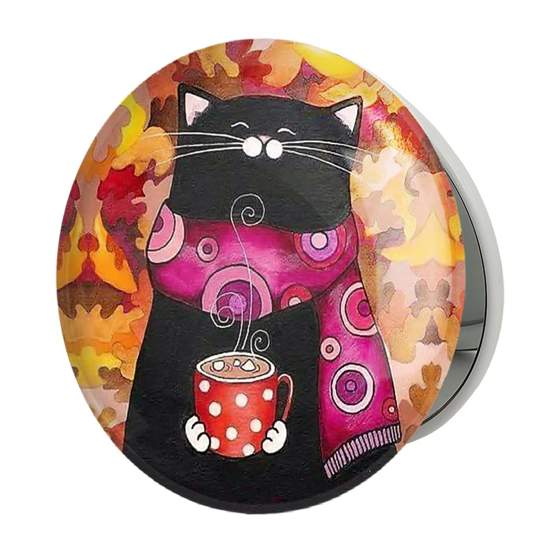 آینه جیبی خندالو طرح گربه مدل تاشو کد 5096 