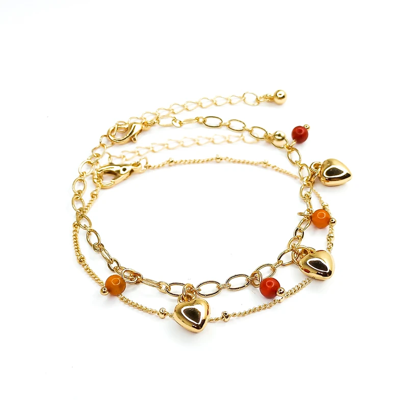 دستبند زنانه اکسسورایز مدل قلب مجموعه 2 عددی