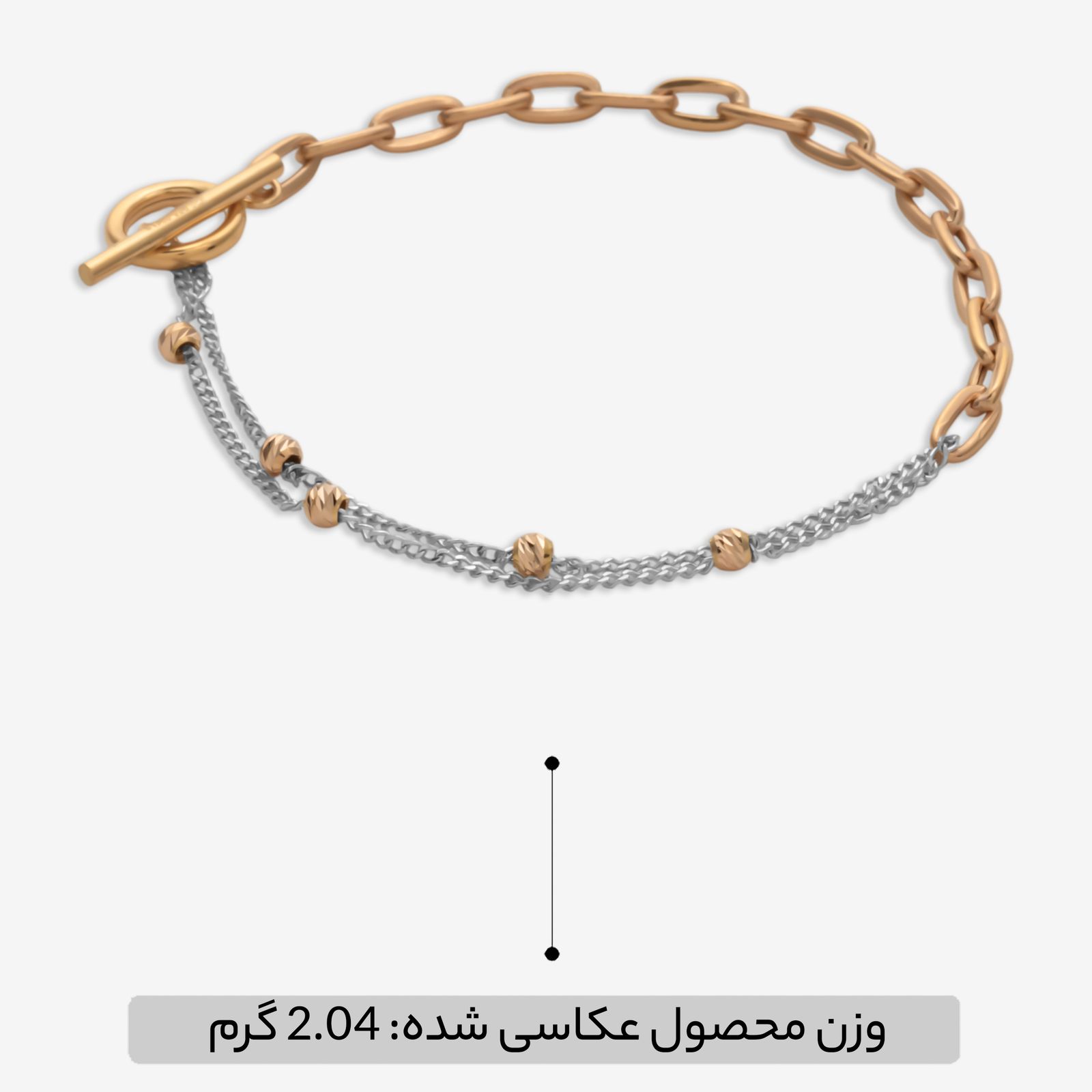 دستبند زنجیری طلا 18 عیار زنانه گلدم مدل B444003 -  - 5