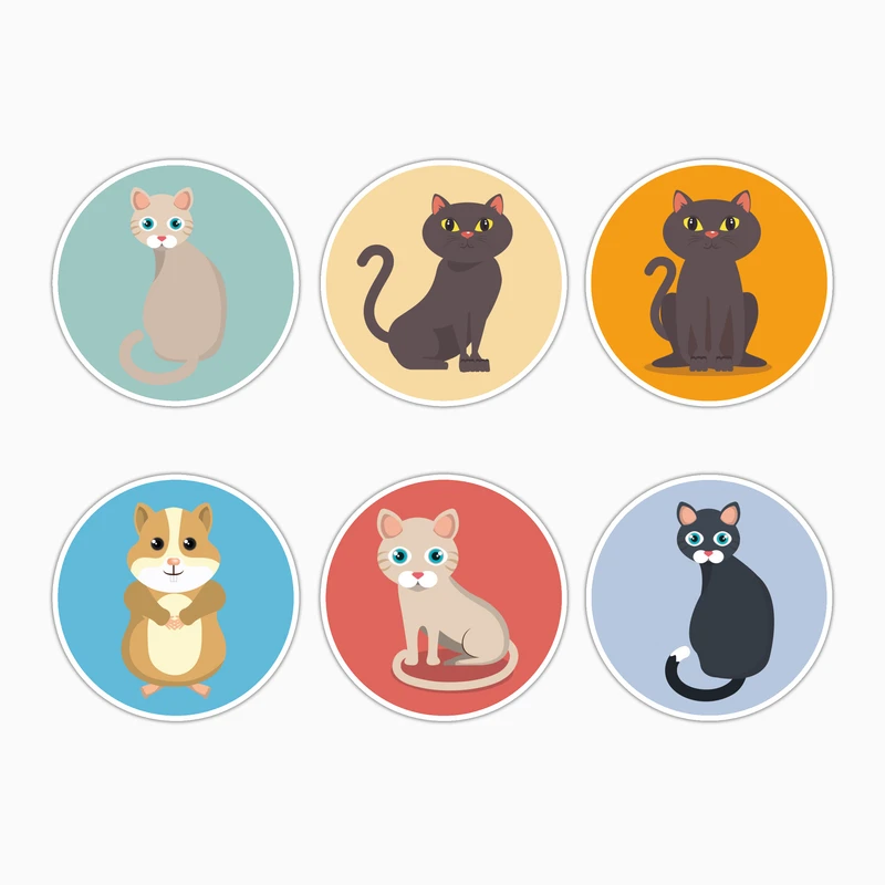 استیکر لپ تاپ و موبایل بووم طرح حیوانات مدل Mascot کد MM140 مجموعه 6 عددی