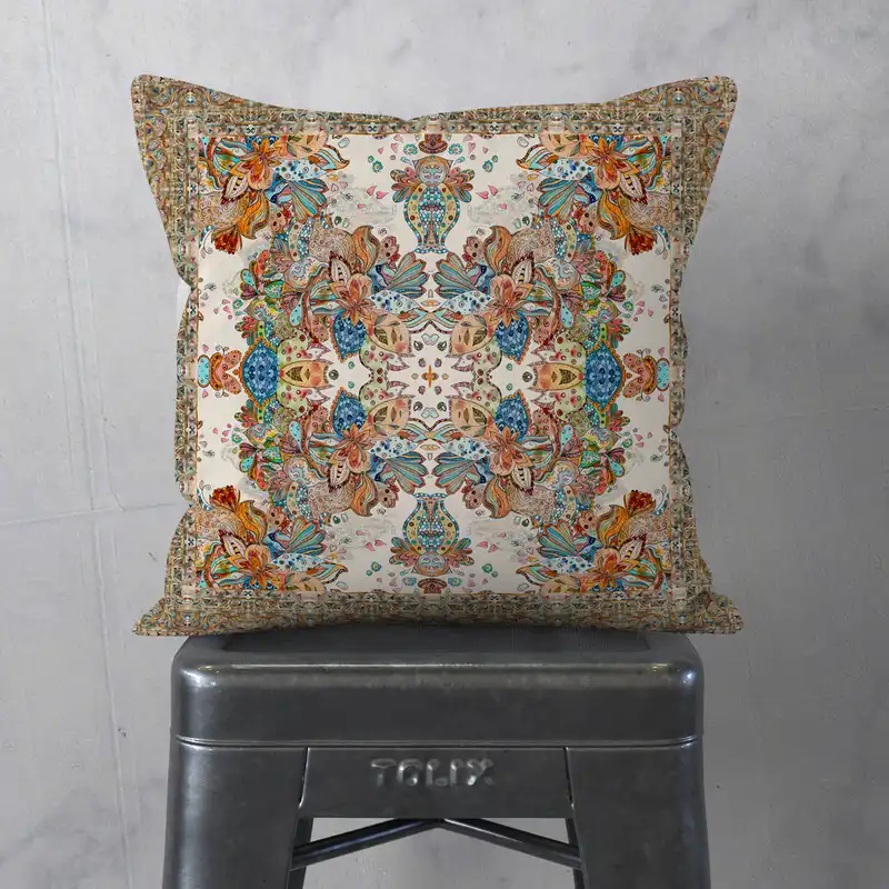 کاور کوسن مدل آبرنگی دورو طرح دار کد 9946