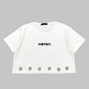 کراپ‌تاپ آستین کوتاه زنانه کد 69979 رنگ سفید