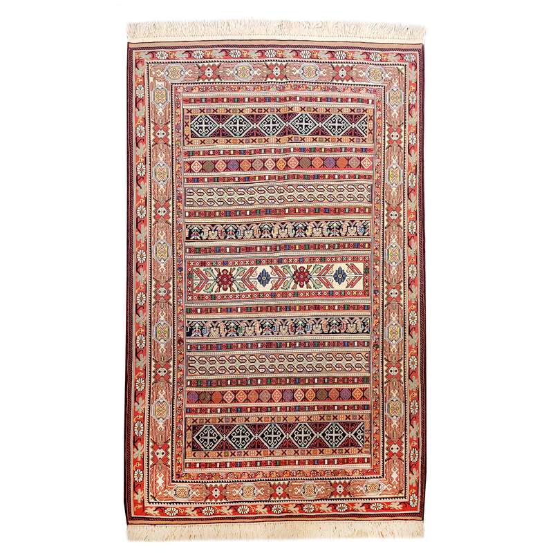 گلیم دستباف یک و نیم متری طرح سوزنی مدل AA51