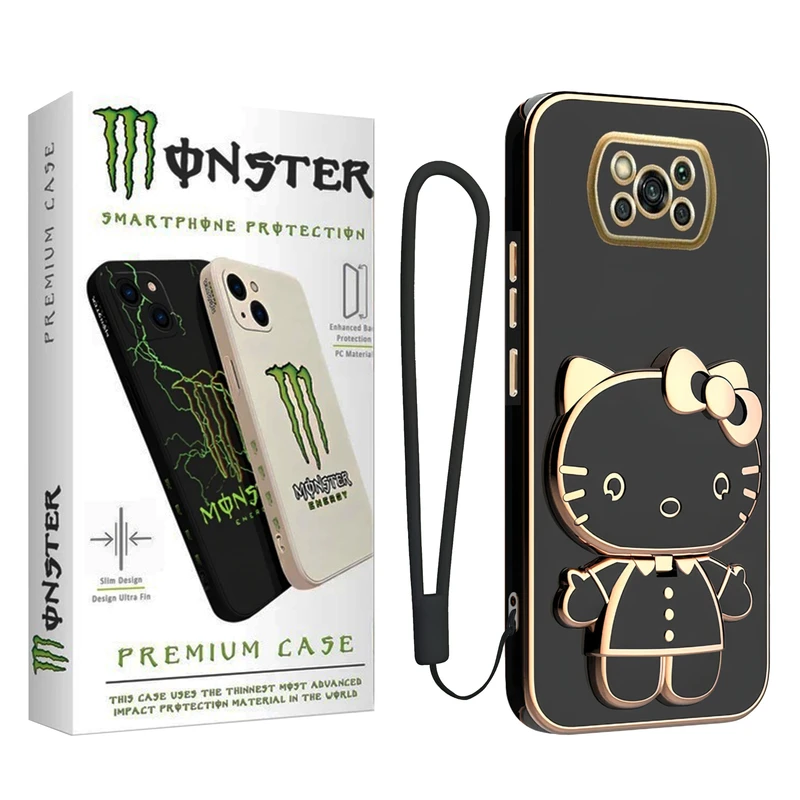 کاور مانستر مدل Kitty Electroplate Strap مناسب برای گوشی موبایل شیائومی Poco X3 NFC/ Poco X3 Pro/ Poco X3 به همراه بند