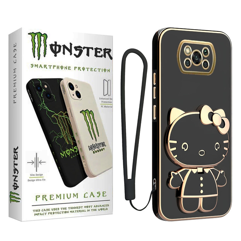 کاور مانستر مدل Kitty Electroplate Strap مناسب برای گوشی موبایل شیائومی Poco X3 NFC/ Poco X3 Pro/ Poco X3 به همراه بند