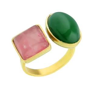 انگشتر زنانه گالری عزیزی طرح دو سنگ مدل 15344