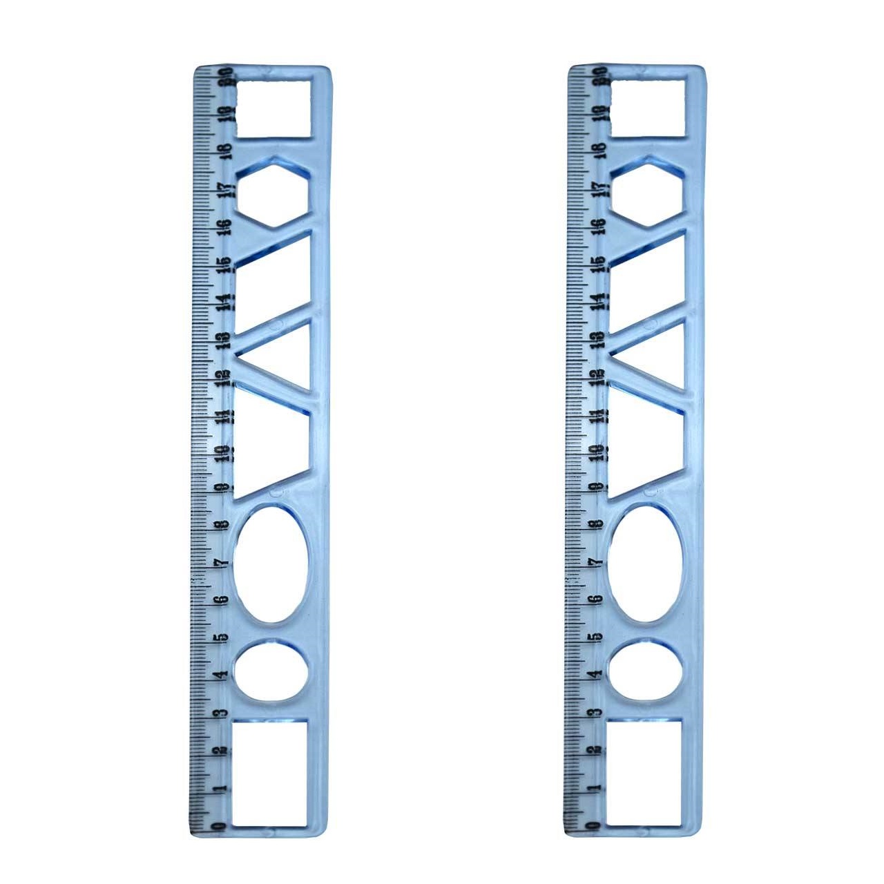 خط کش 20 سانتی متری مدل شابلون دار کد 007 بسته 2 عددی