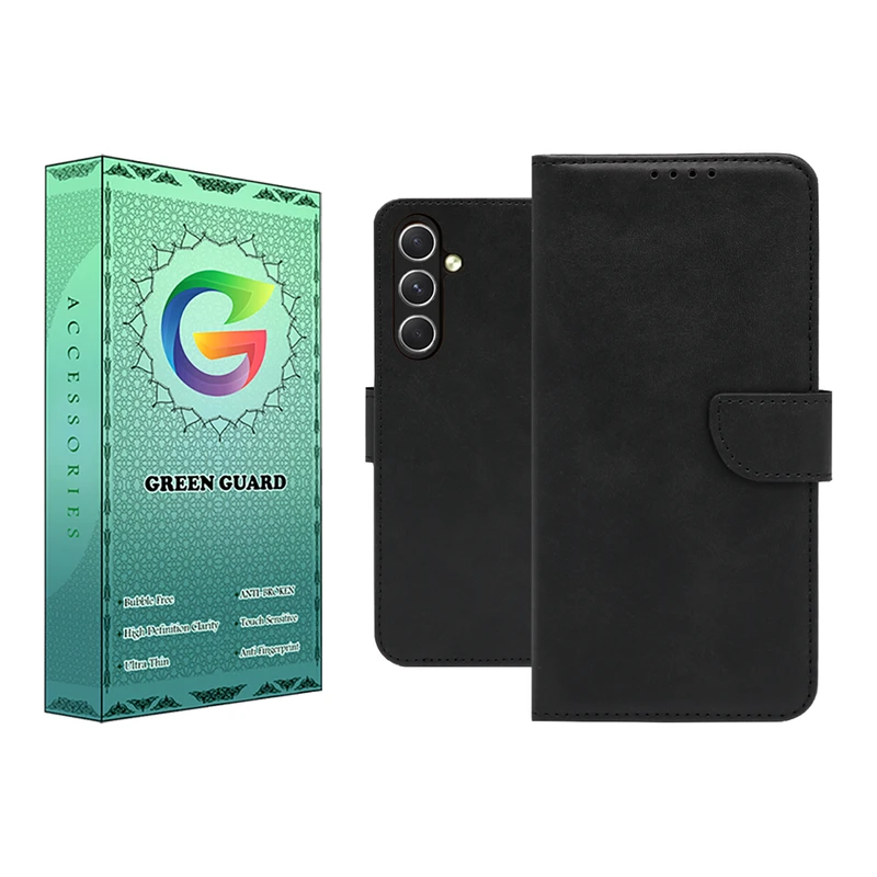 کیف کلاسوری گرین گارد مدل چرمی مگنتی کد Black-BB101 مناسب برای گوشی موبایل سامسونگ Galaxy A34