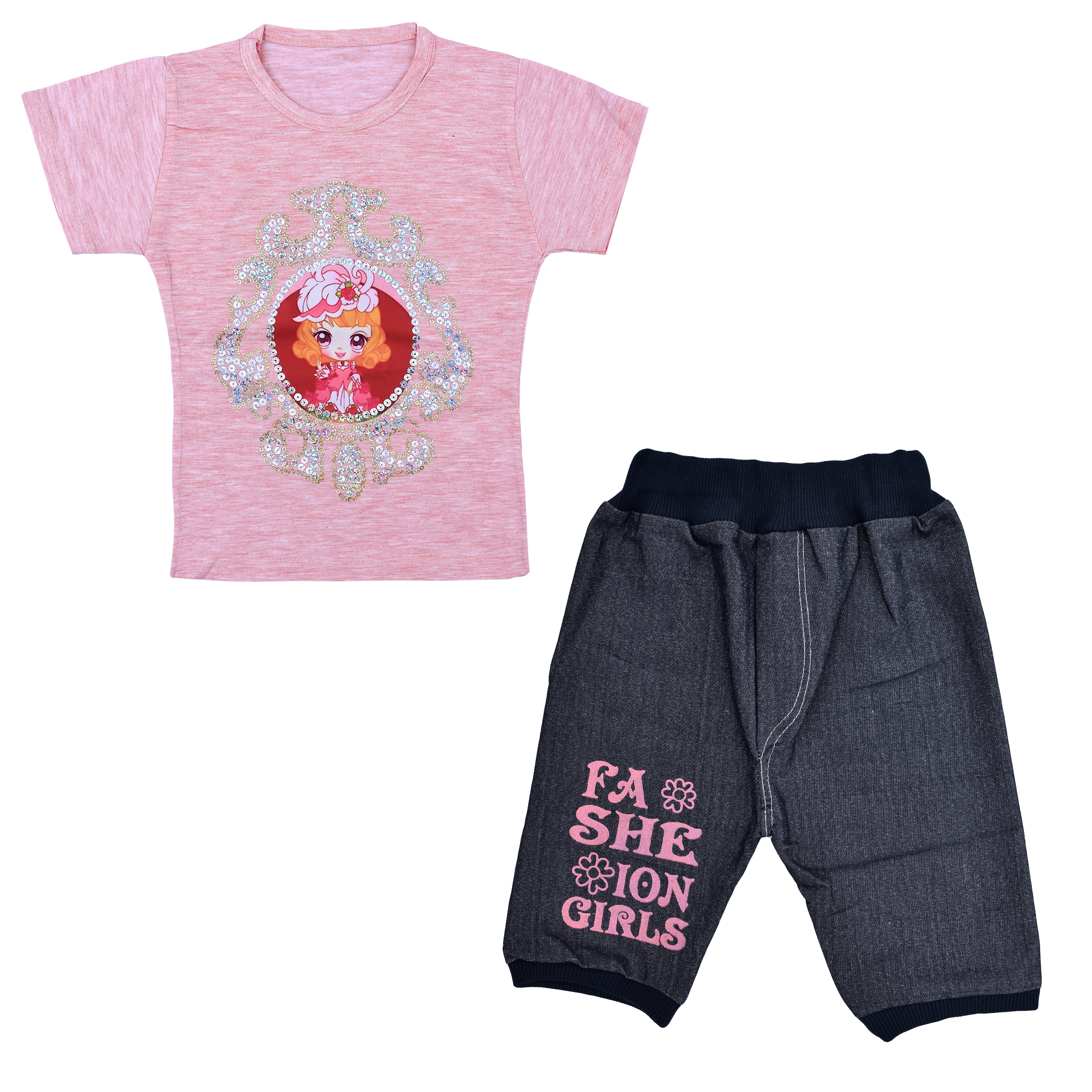 ست تی شرت و شلوارک نوزادی دخترانه کد 2029SPTO