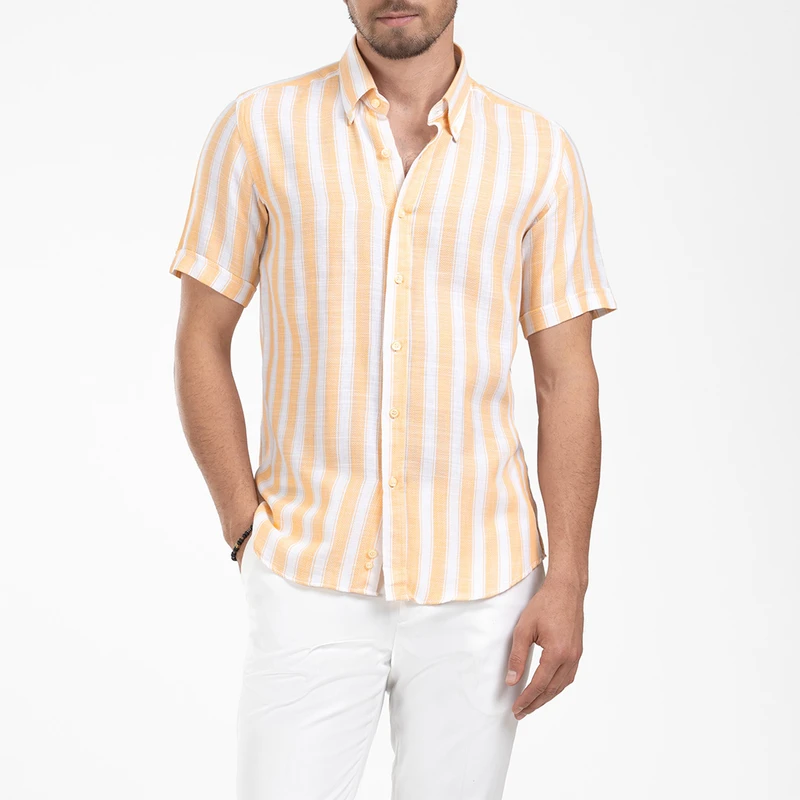 پیراهن آستین کوتاه یقه برگردان مردانه ام کی مدل 1885