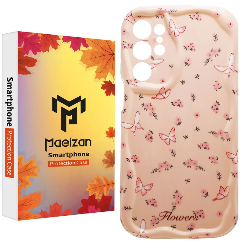 کاور پاییزان مدل Peachy Flowers طرح پروانه ها مناسب برای گوشی موبایل سامسونگ Galaxy S25Ultra