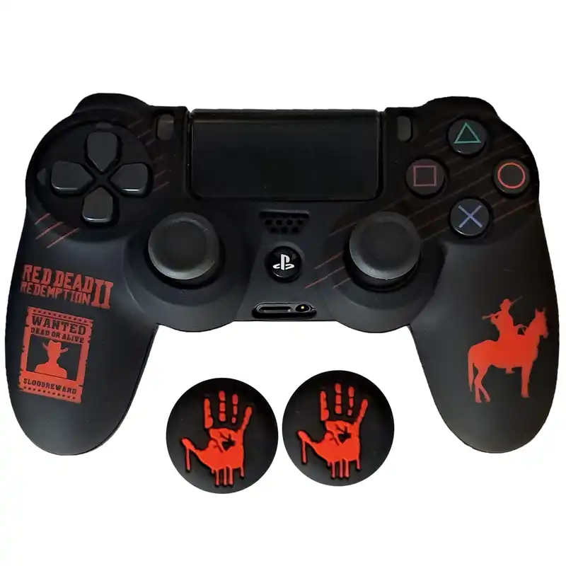 محافظ دسته پلی استیشن 4 مدل REDDEAD PS4098 به همراه روکش آنالوگ
