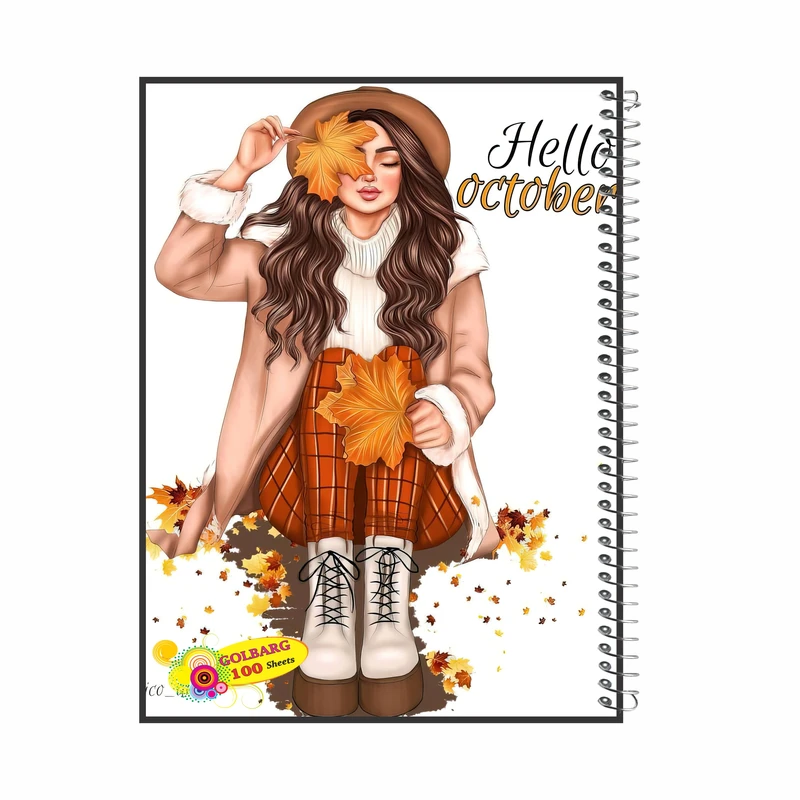  دفتر مشق 100 برگ گلبرگ طرح دخترپاییزی کد 722