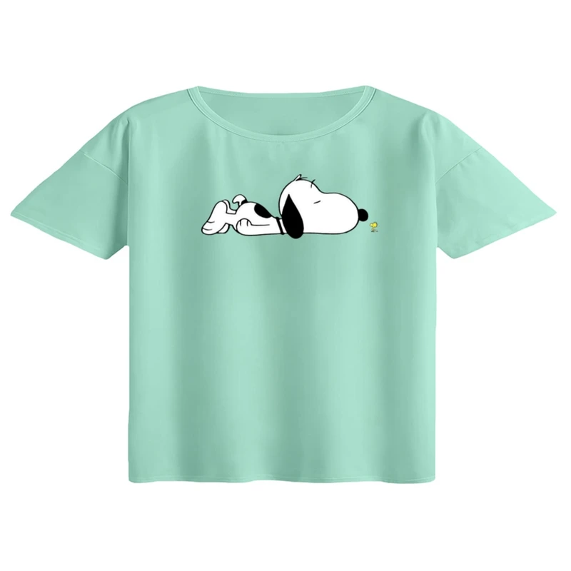 کراپ تی‌شرت آستین کوتاه زنانه مدل اسنوپی کد ۲۸