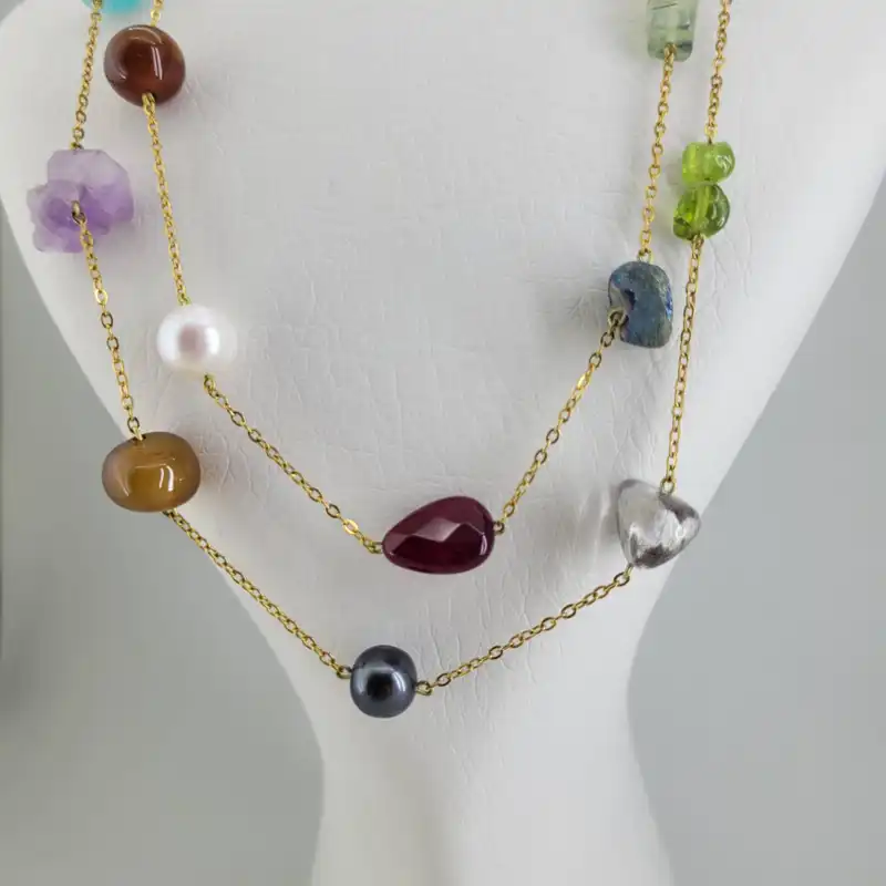 گردنبند زنانه مدل رومانتویی سنگ جاکرا کد 11228