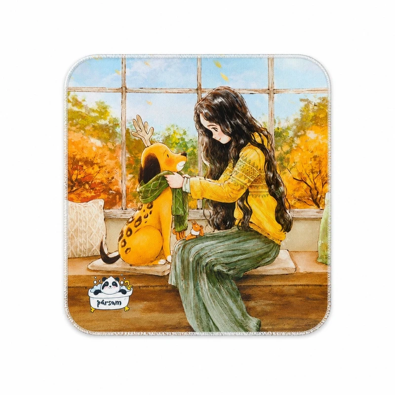 حوله دستی مدل دختر مهربان کد 65 سایز 40*40 سانتی متر