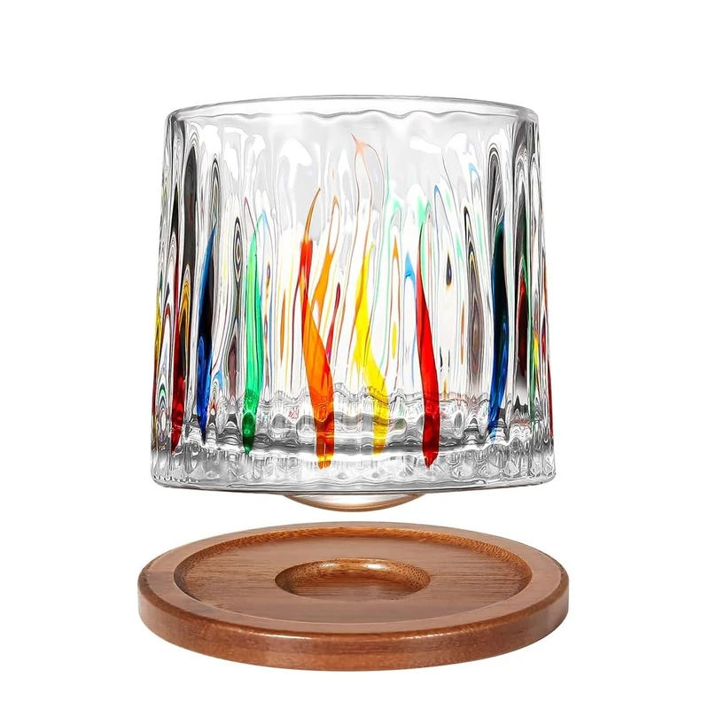 لیوان مدل چرخشی کد 1369n 1 به همراه زیر لیوانی بامبو