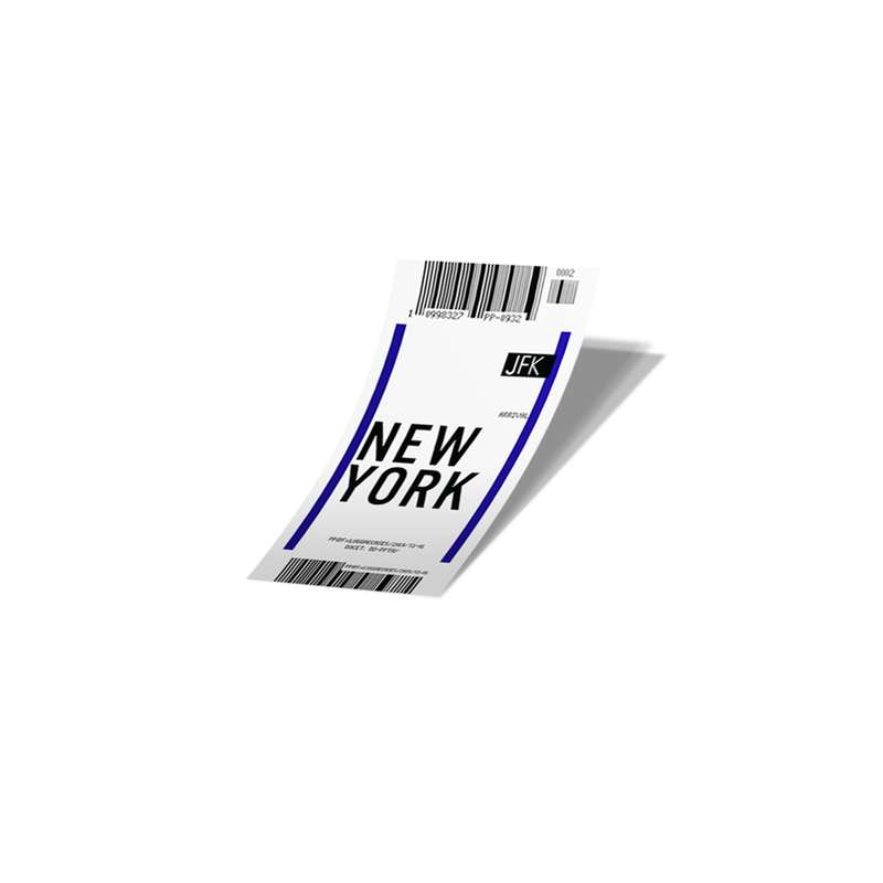 استیکر لپ تاپ لولو طرح بلیط هواپیما به نیویورک BOARDING PASS TO NEW YORK کد 759