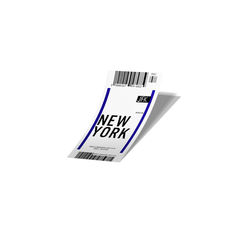 استیکر لپ تاپ لولو طرح بلیط هواپیما به نیویورک BOARDING PASS TO NEW YORK کد 759