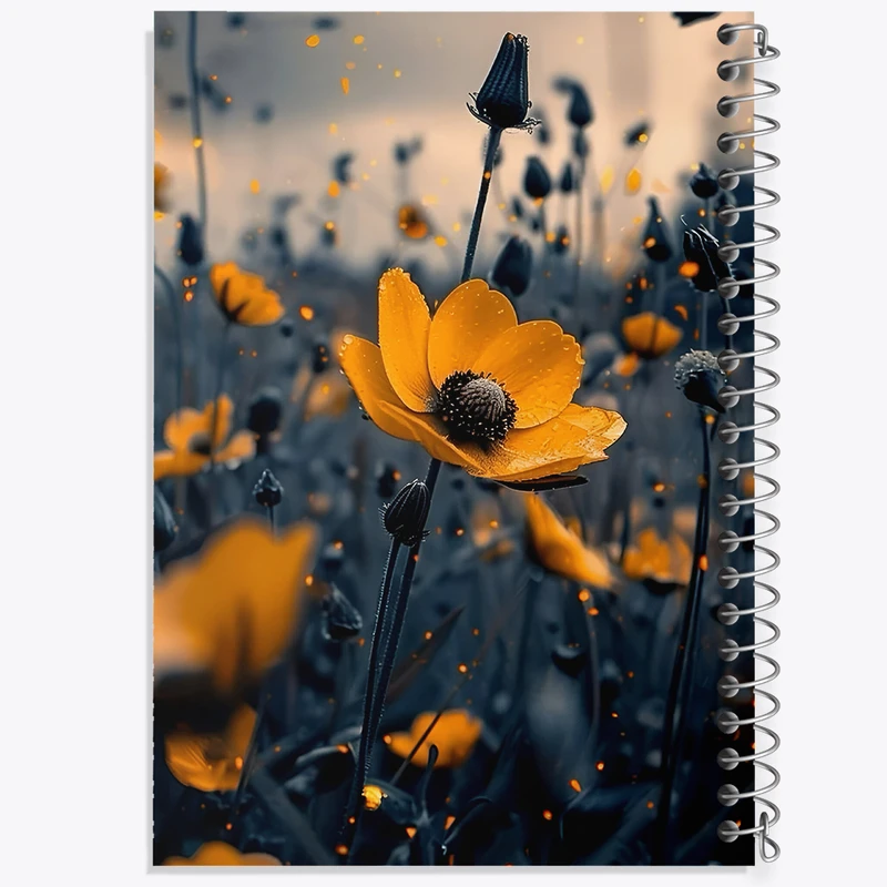 دفتر مشق 50 برگ خندالو طرح گل نارنجی کد F5249