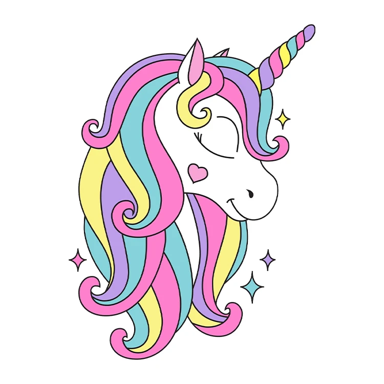 استیکر پارچه و لباس پاد آفرین مدل کارتونی کیوت یونیکورن تک شاخ بامزه کد S5037