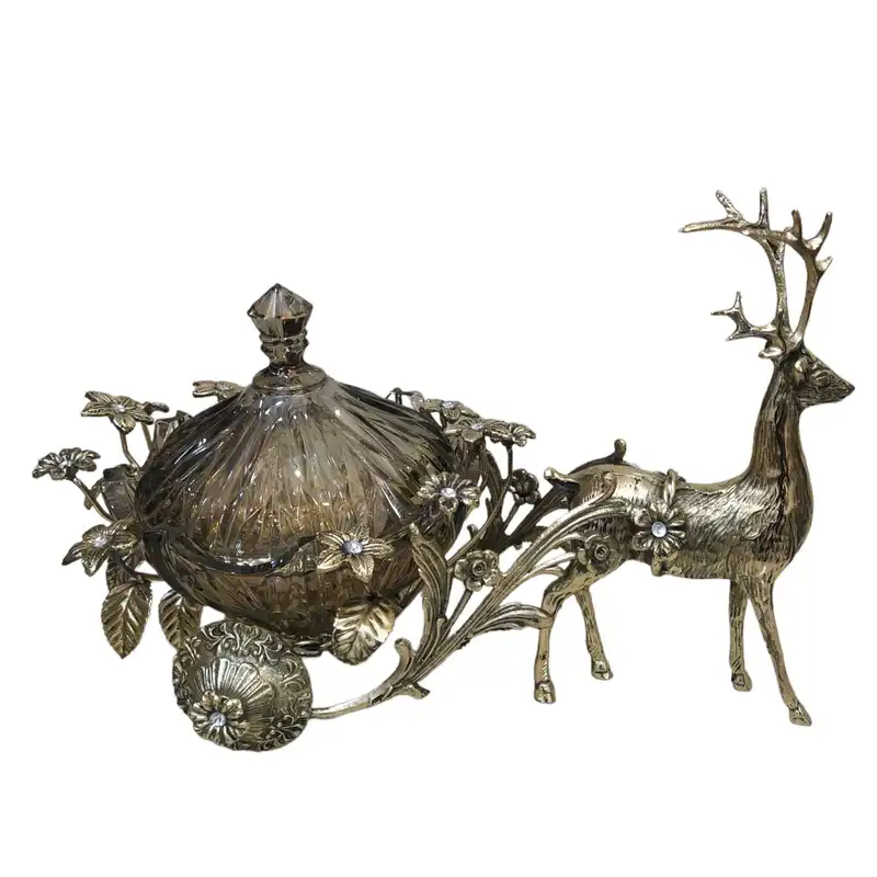 شکلات خوری برنزی  مدل گوزن و کالسکه