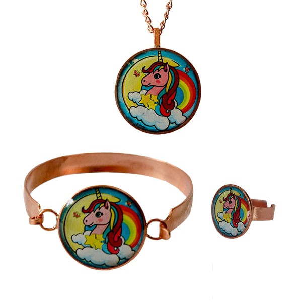 نیم ست دخترانه مدل یونی کورن کد JW252 نیم ست دخترانه مدل یونی کورن کد JW252