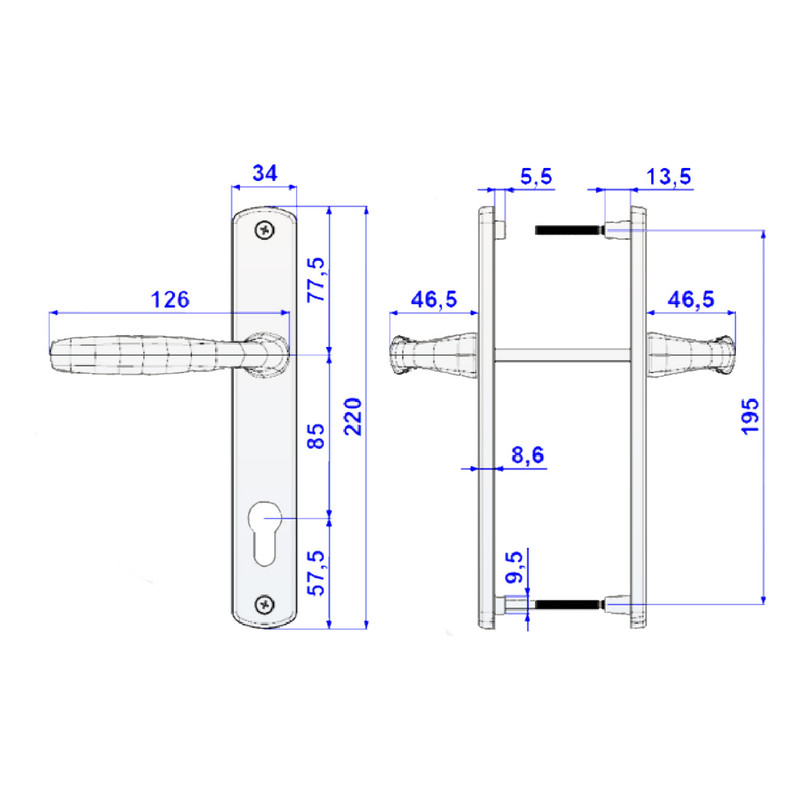 دستگیره در پی وی سی مدل Bergman-35-85-19.6