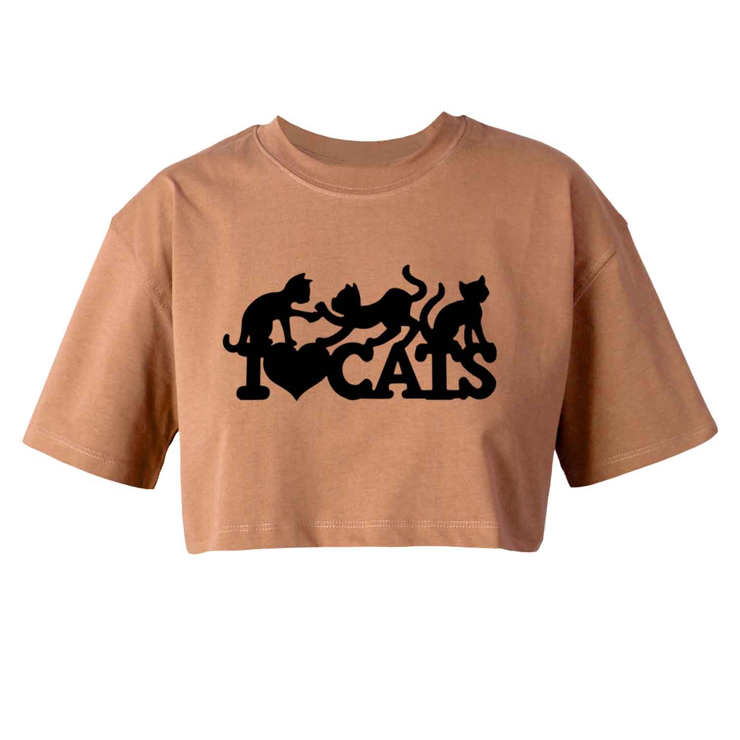 کراپ تاپ آستین کوتاه زنانه مدل گربه ها کد K150 K