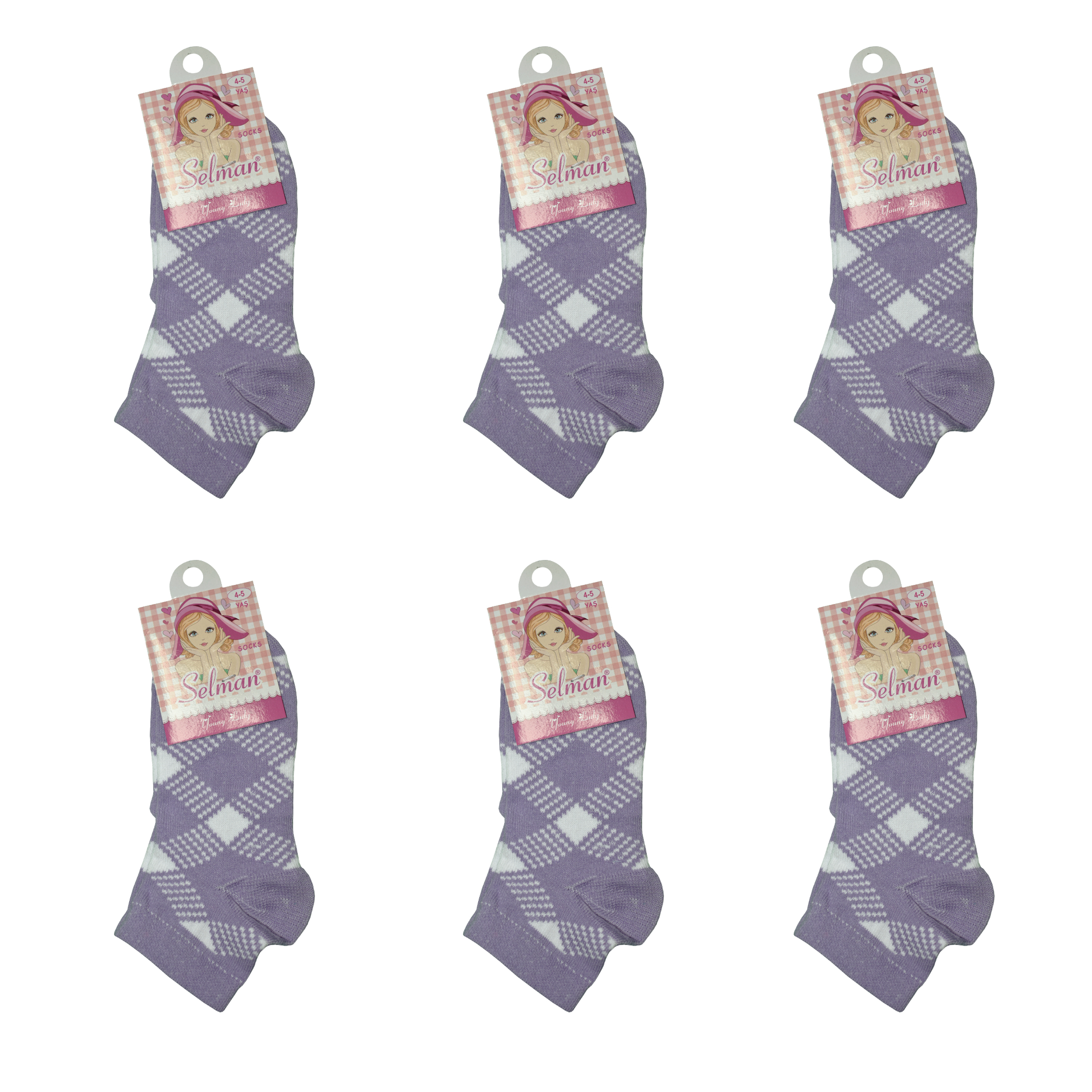جوراب دخترانه سلمان مدل 0365 بسته 6 عددی