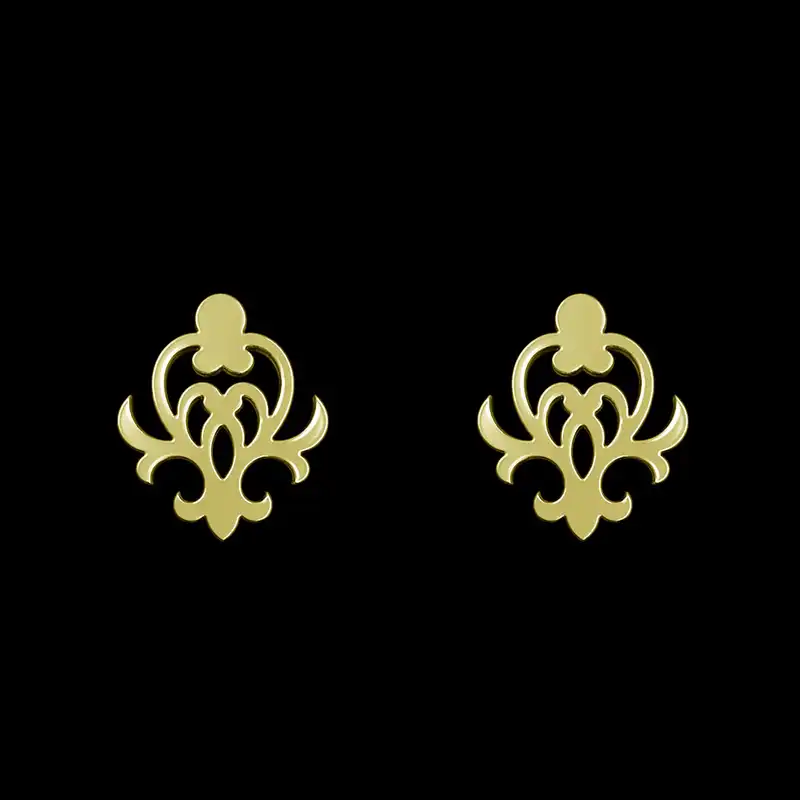 گوشواره طلا 18 عیار زنانه مدوپد مدل اسلیمی کد GA1-15284