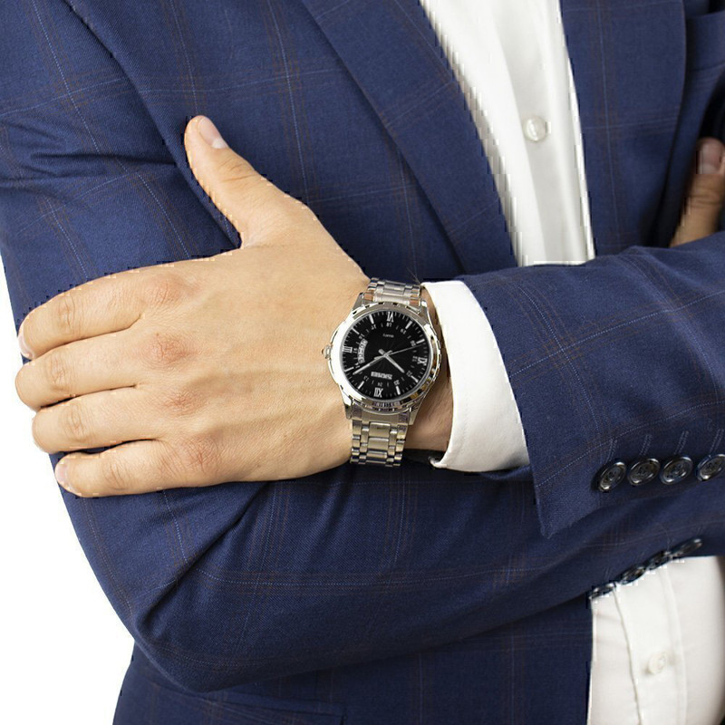 ساعت مچی عقربهای مردانه کوارتز اسکمی مدل 9069SIBK-Verganti به همراه دستبند