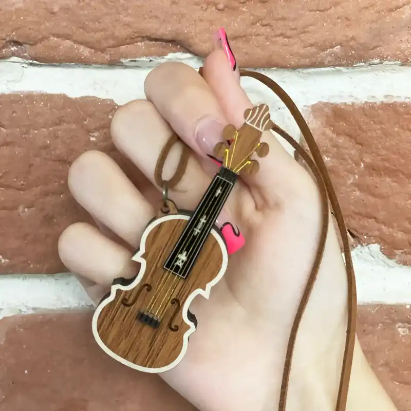 گردنبند طرح ویولن مدل ساز و موسیقی کد m.25312b