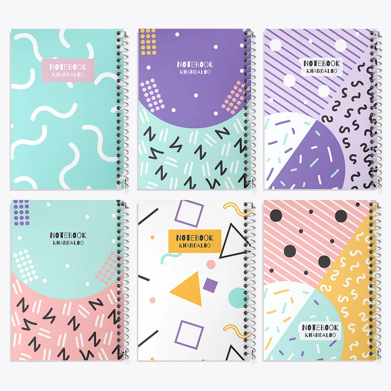 دفتر مشق 100 برگ خندالو طرح فانتزی کیوت کد 165 مجموعه 6 عددی