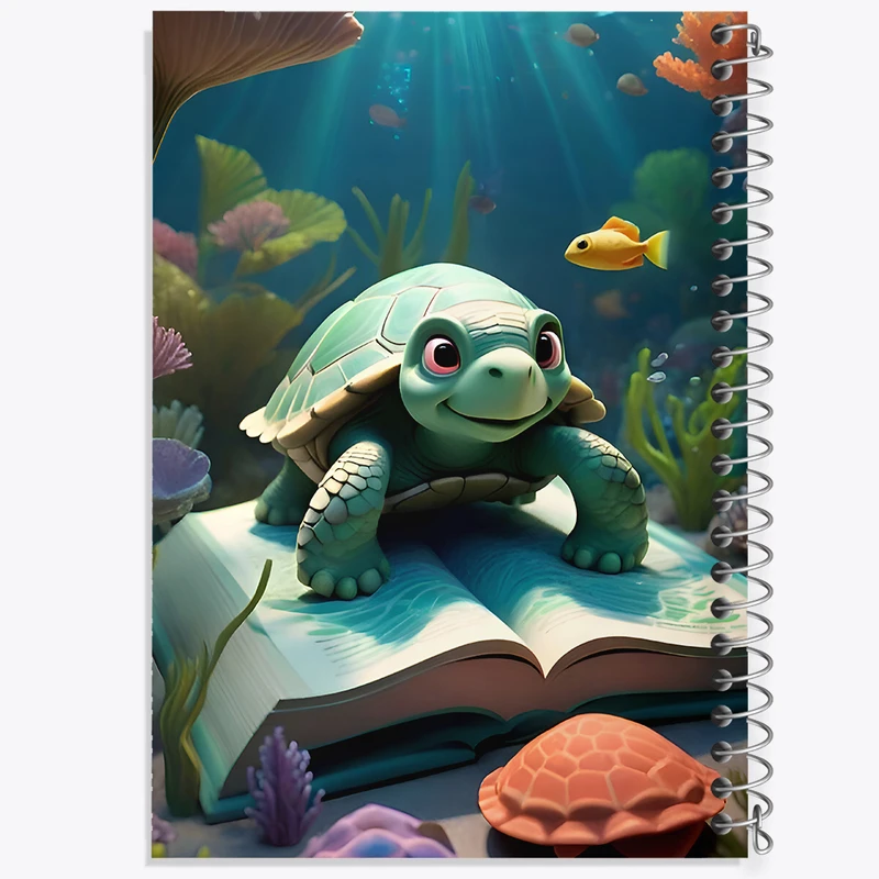 دفتر مشق 50 برگ خندالو طرح لاکپشت بامزه کد F7794