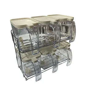 ست جای ادویه 6 پارچه بیسان مدل چهارگوش 