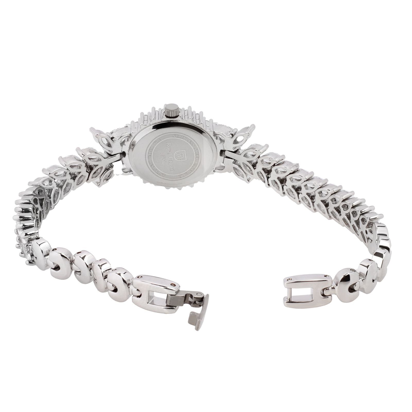 ساعت مچی عقربه ای زنانه رویال کرون مدل سیلور نگین کاری - - 3