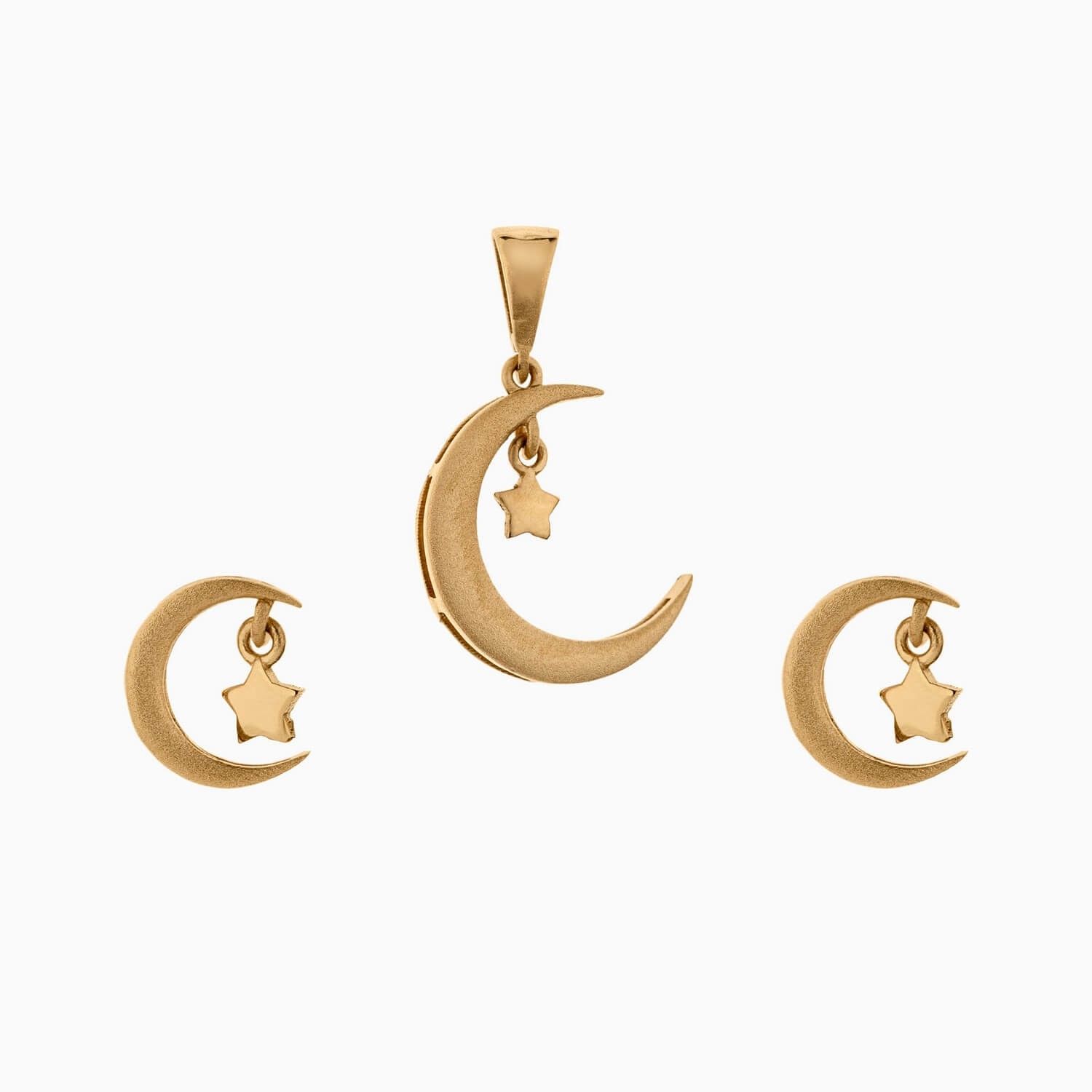 نیم ست طلا 18 عیار زنانه قیراط طرح ستاره و ماه کد GH3922 -  - 1