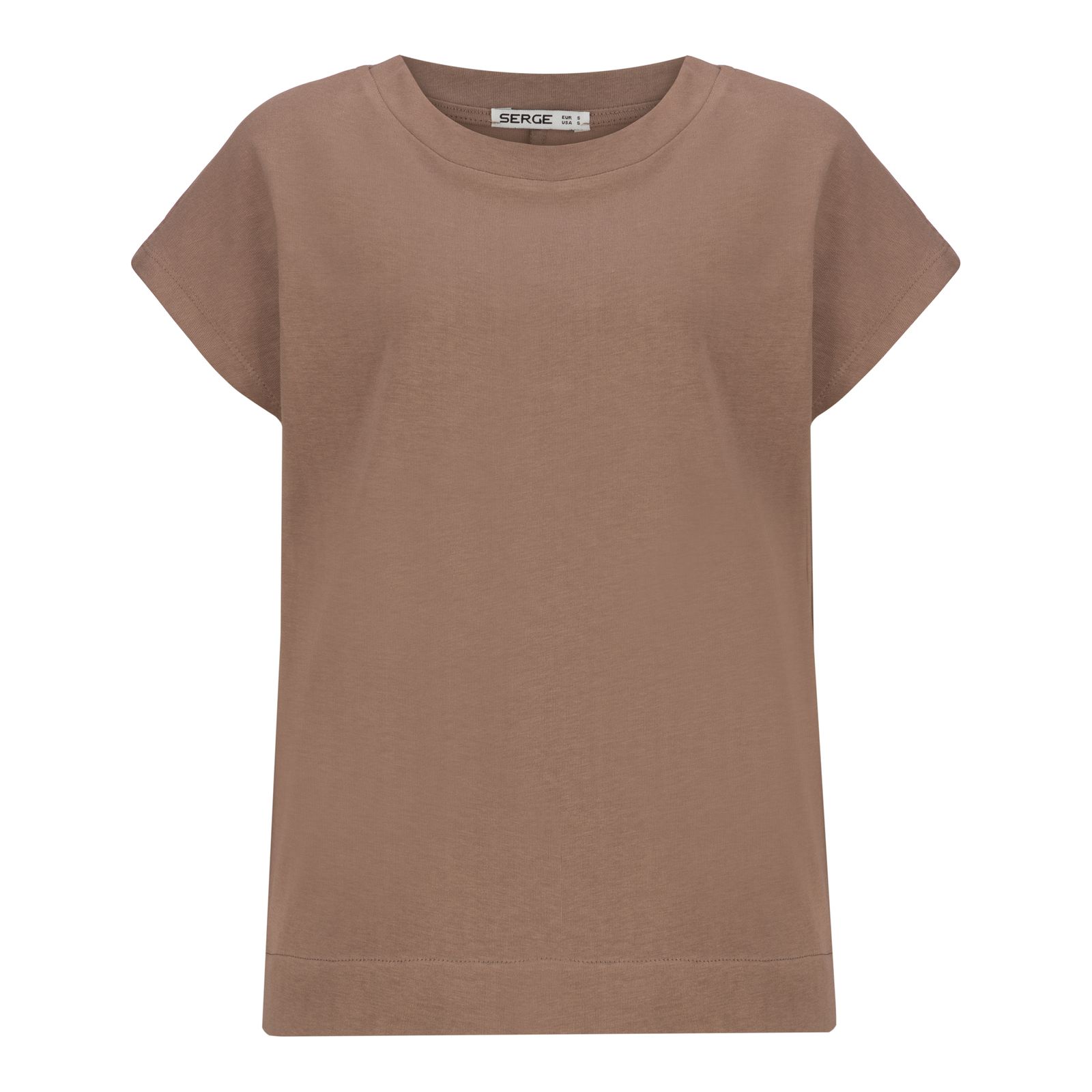 تی شرت آستین کوتاه زنانه سرژه مدل یقه گرد کد 203367 رنگ شکلاتی