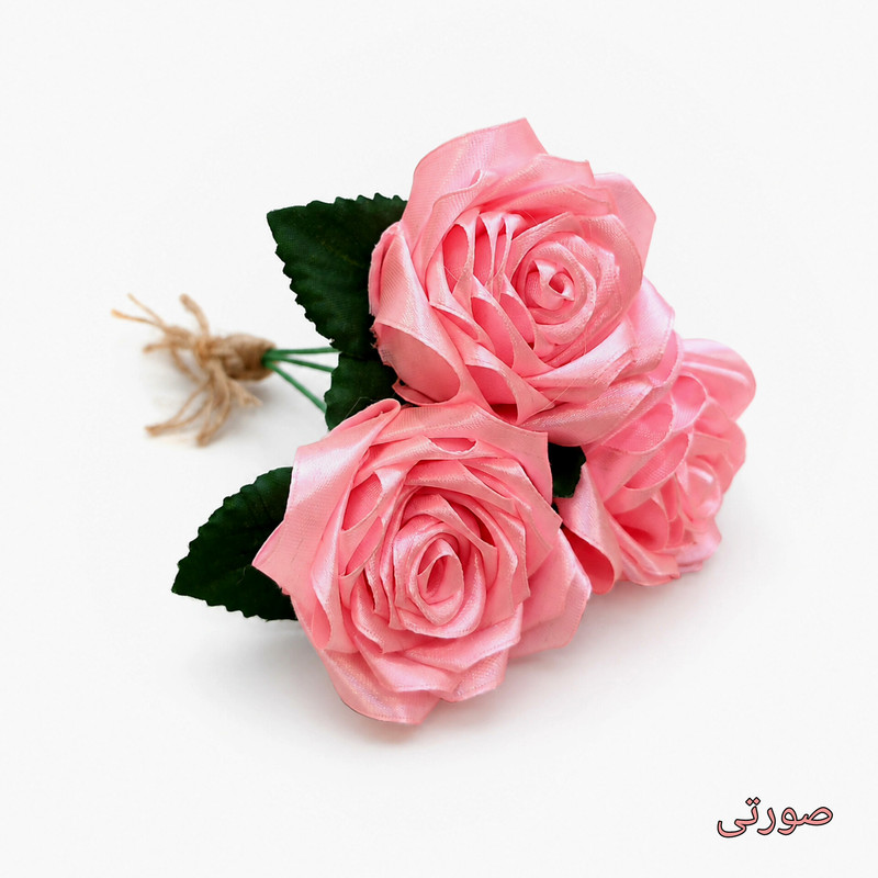دسته گل مصنوعی مدل رز روبانی ۳ شاخه